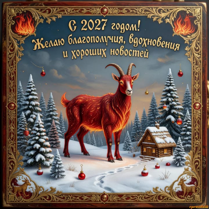 с Новым годом 2027 Огненной Козы, открытка №19