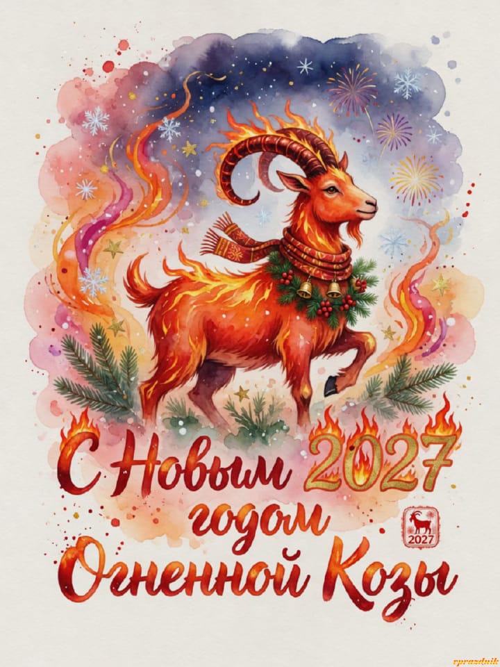 с Новым годом 2027 Огненной Козы, открытка №21