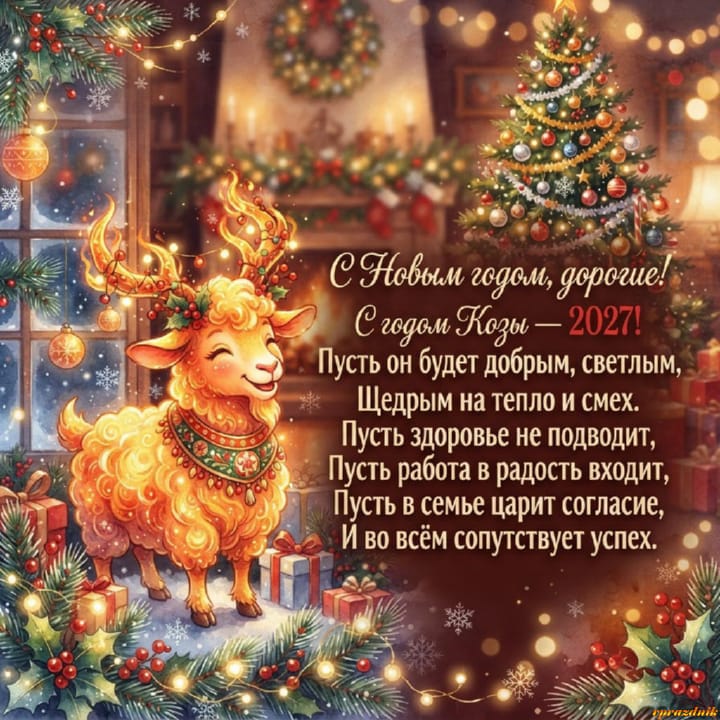 с Новым годом 2027 Огненной Козы, открытка №4