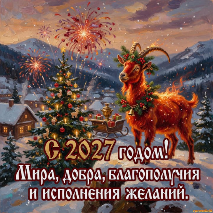 с Новым годом 2027 Огненной Козы, открытка №7