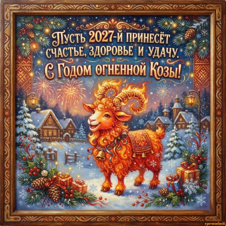 с Новым годом 2027 Огненной Козы, открытка №8