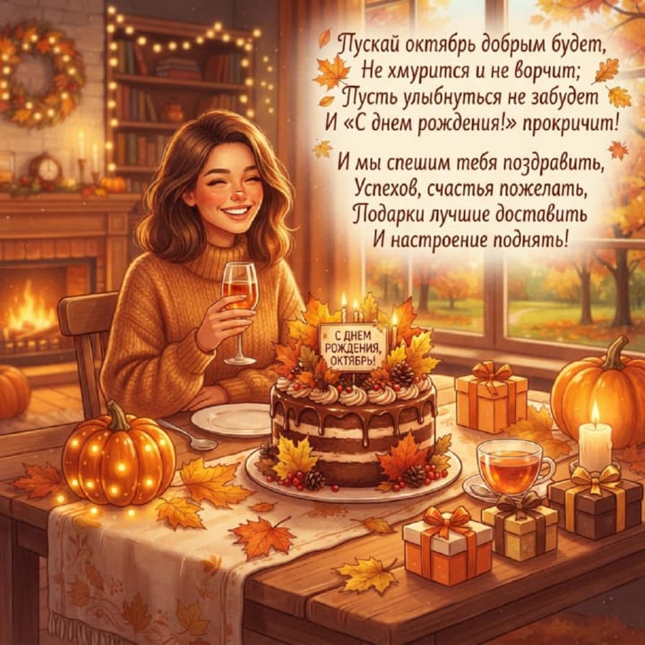 красивая открытка №12 с днем рождения родившимся в октябре