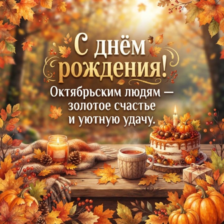 красивая открытка №17 с днем рождения родившимся в октябре
