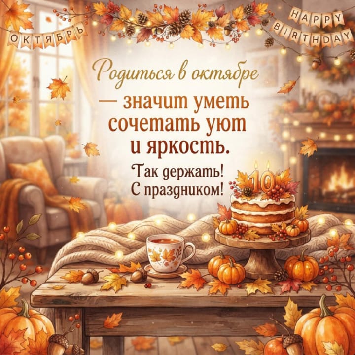 красивая открытка №21 с днем рождения родившимся в октябре