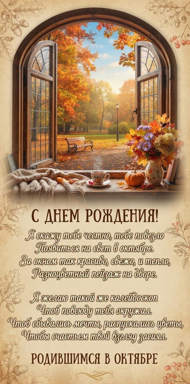 красивая открытка №23 с днем рождения родившимся в октябре