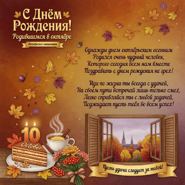 красивая открытка №28 с днем рождения родившимся в октябре