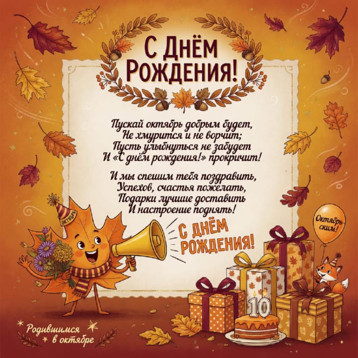 красивая открытка №29 с днем рождения родившимся в октябре