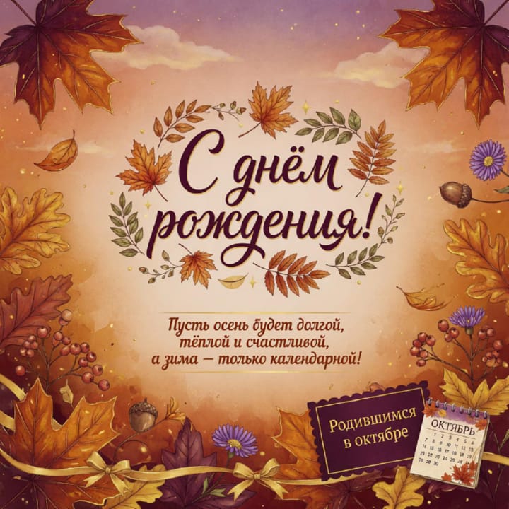 с днем рождения родившимся в октябре, открытка №3