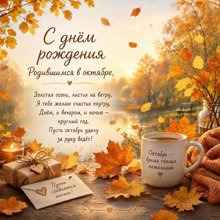 красивая открытка №31 с днем рождения родившимся в октябре