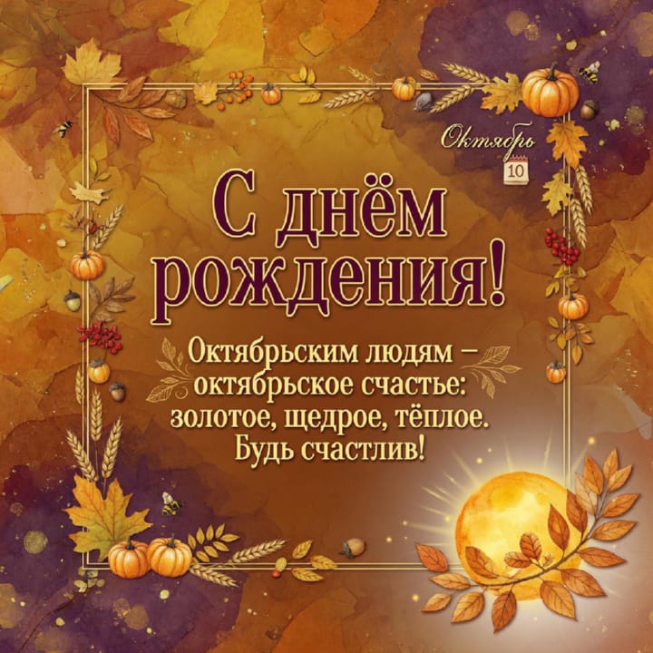 красивая открытка №34 с днем рождения родившимся в октябре