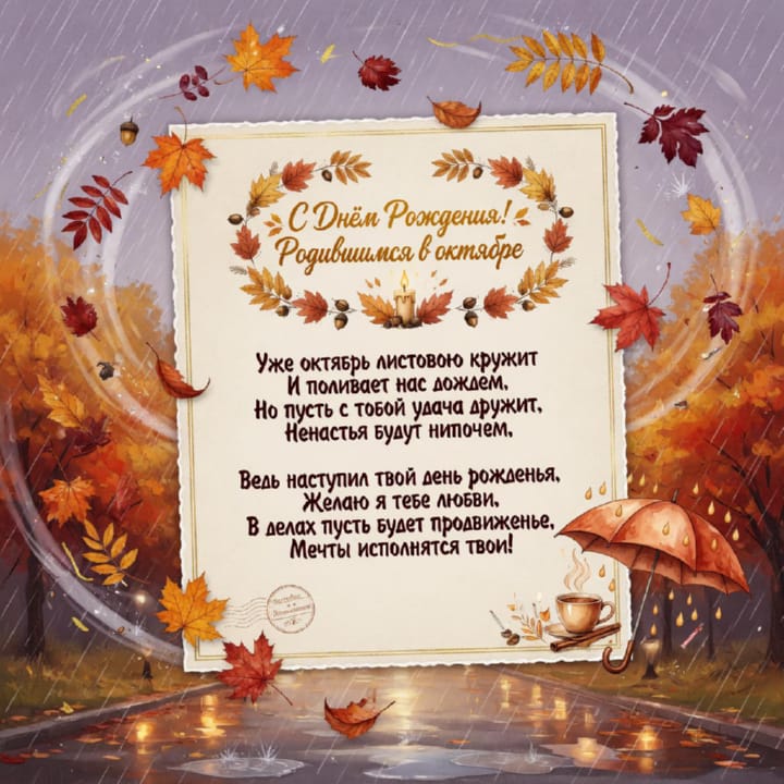 красивая открытка №35 с днем рождения родившимся в октябре