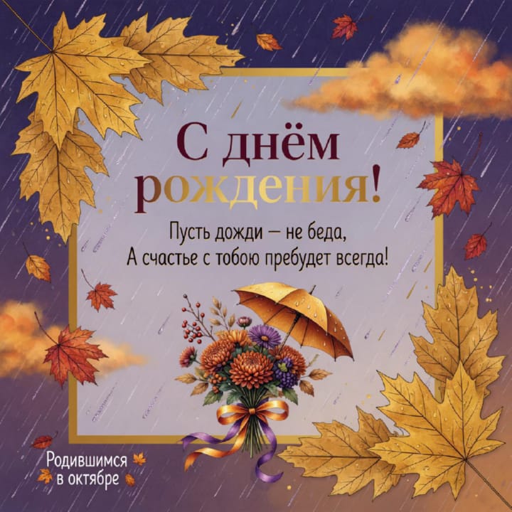 красивая открытка №37 с днем рождения родившимся в октябре