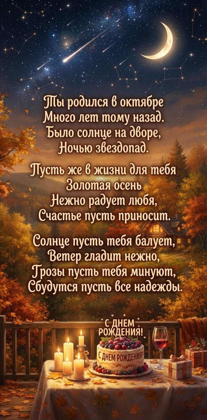 с днем рождения родившимся в октябре, открытка №4