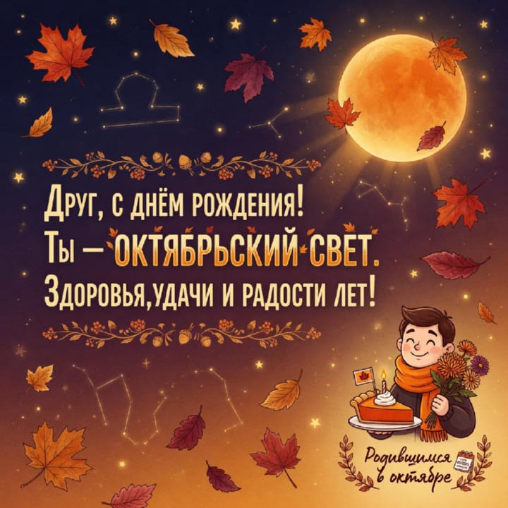 с днем рождения родившимся в октябре, открытка №5