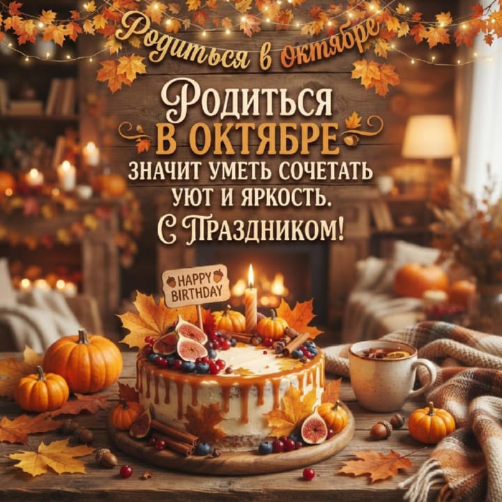 красивая открытка №6 с днем рождения родившимся в октябре