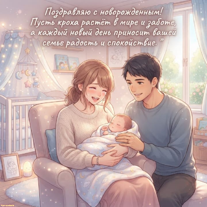 С рождением ребёнка, открытка №8
