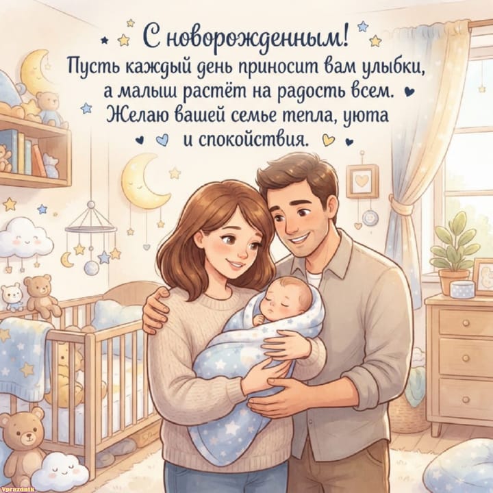 С рождением ребёнка, открытка №10