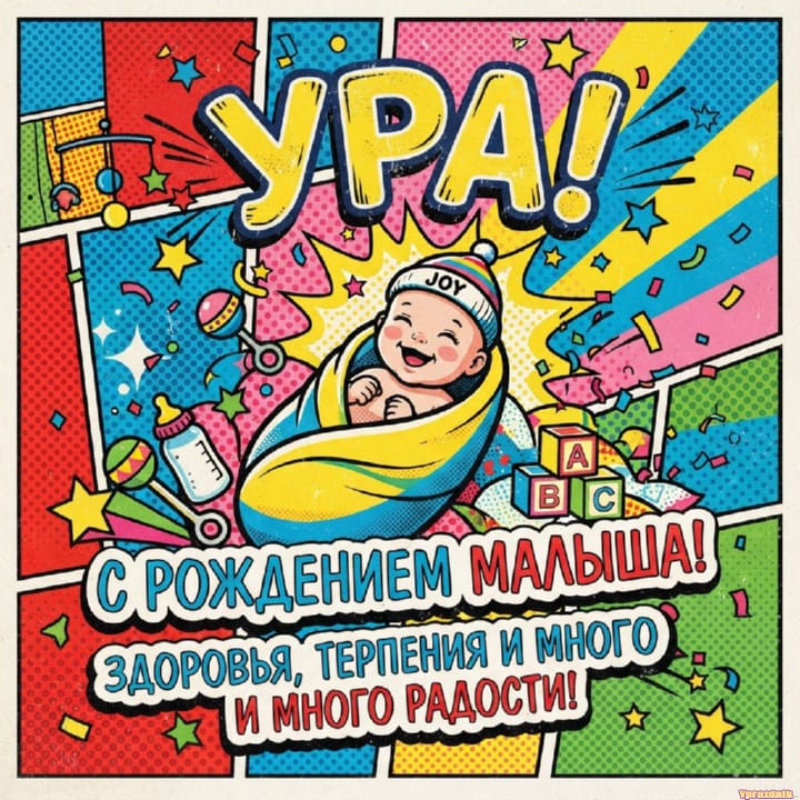 С рождением ребёнка, открытка №14