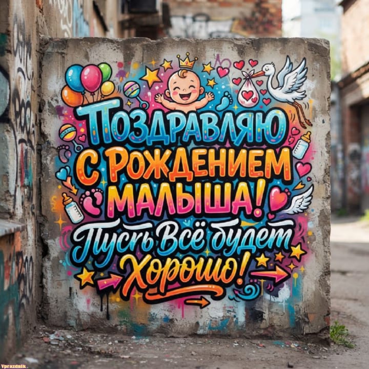 С рождением ребёнка, открытка №15