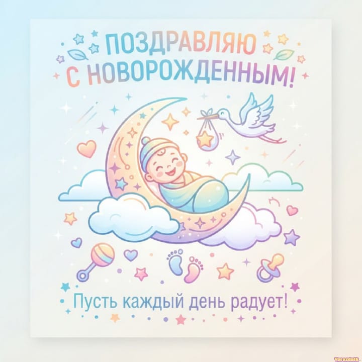 С рождением ребёнка, открытка №16