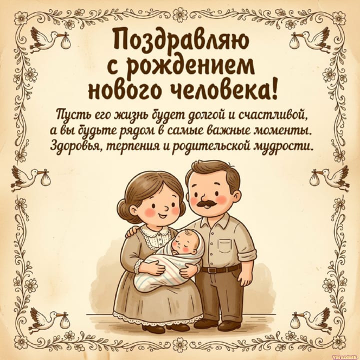 С рождением ребёнка, открытка №20