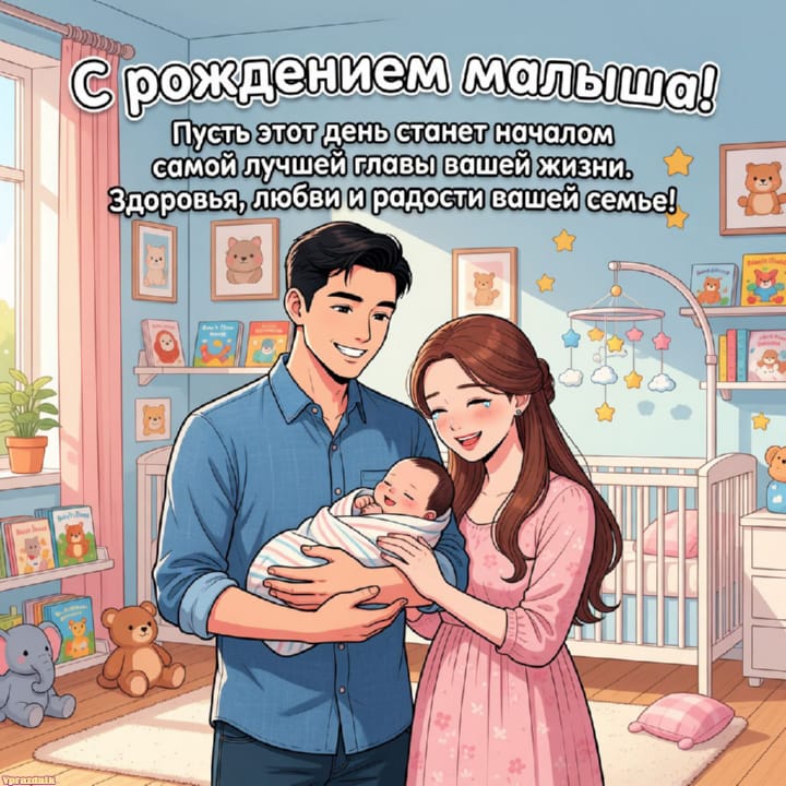 С рождением ребёнка, открытка №21