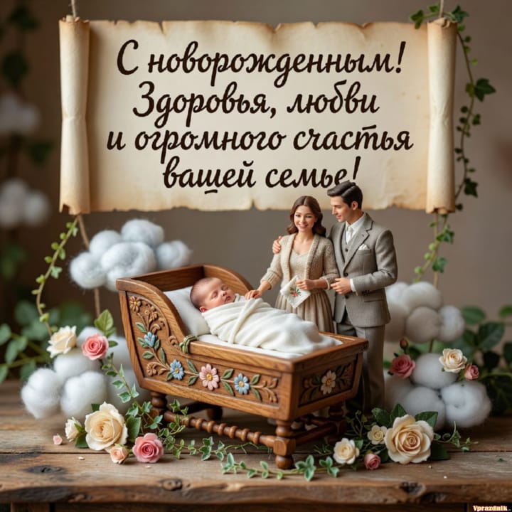 С рождением ребёнка, открытка №22
