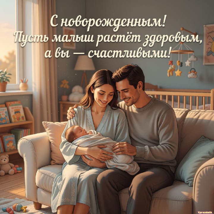 С рождением ребёнка, открытка №23