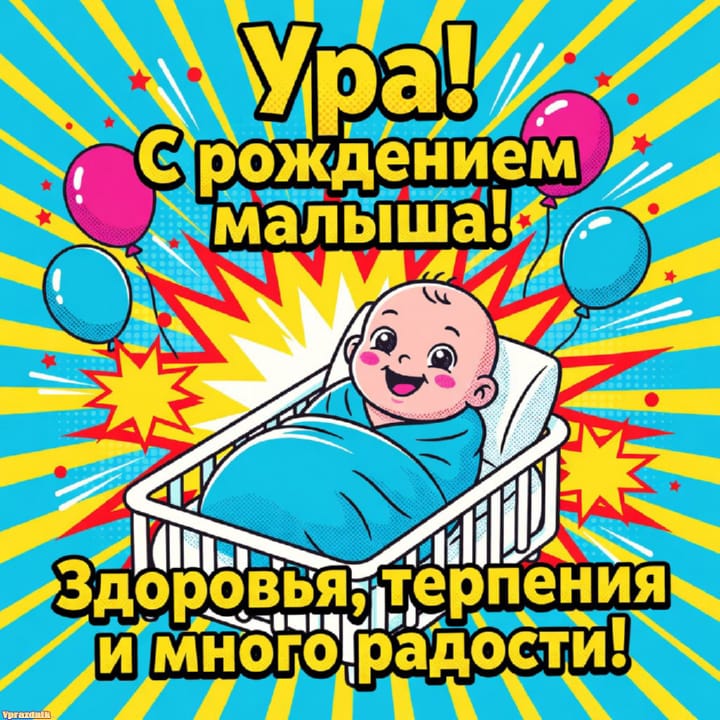 С рождением ребёнка, открытка №24