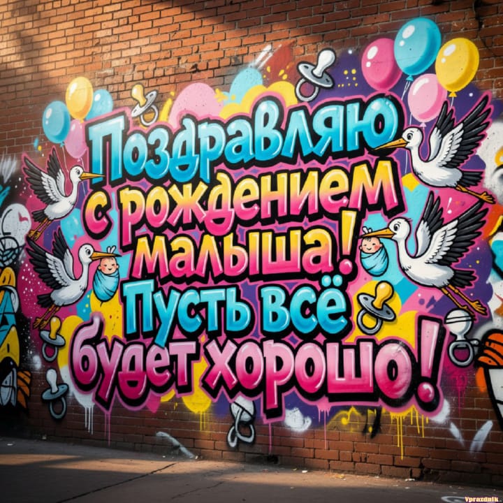 С рождением ребёнка, открытка №25