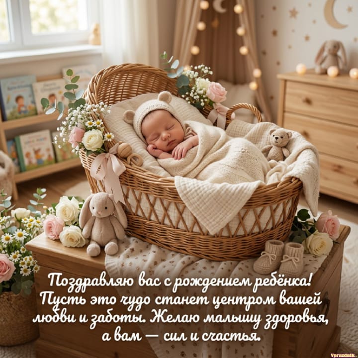 С рождением ребёнка, открытка №31