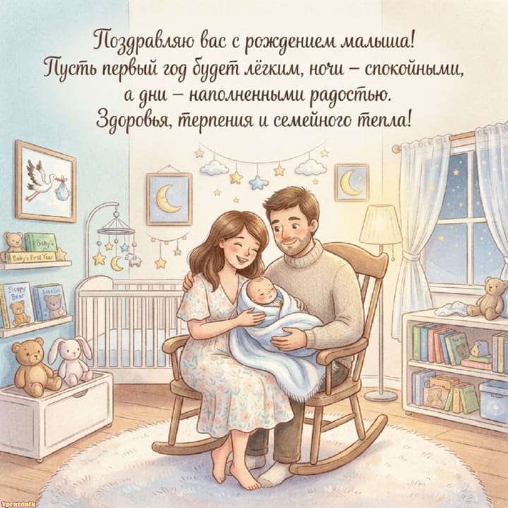 С рождением ребёнка, открытка №39