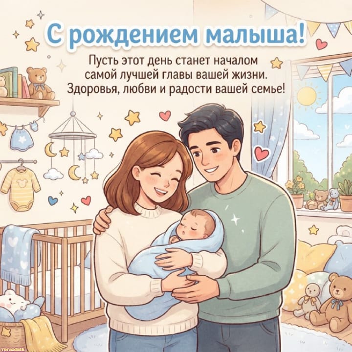С рождением ребёнка, открытка №41