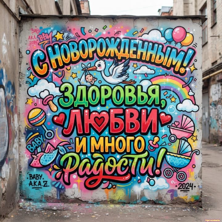 С рождением ребёнка, открытка №44