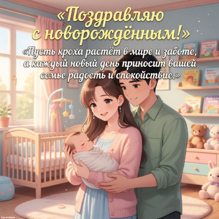 С рождением ребёнка, открытка №48