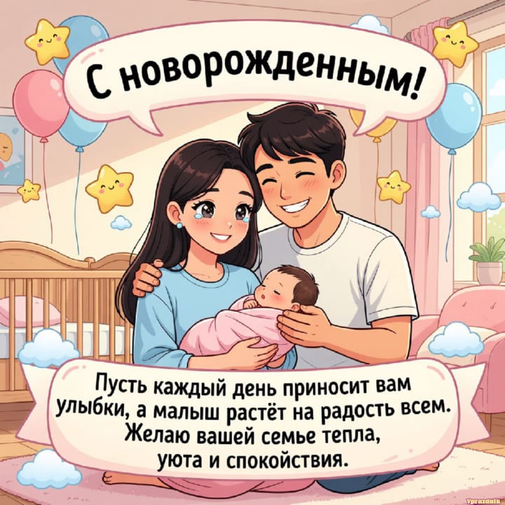 С рождением ребёнка, открытка №51