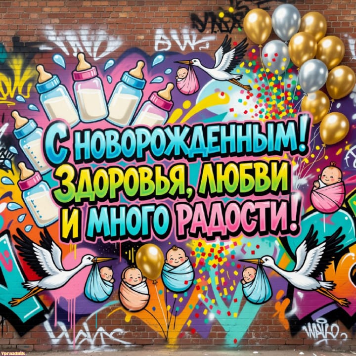 С рождением ребёнка, открытка №54