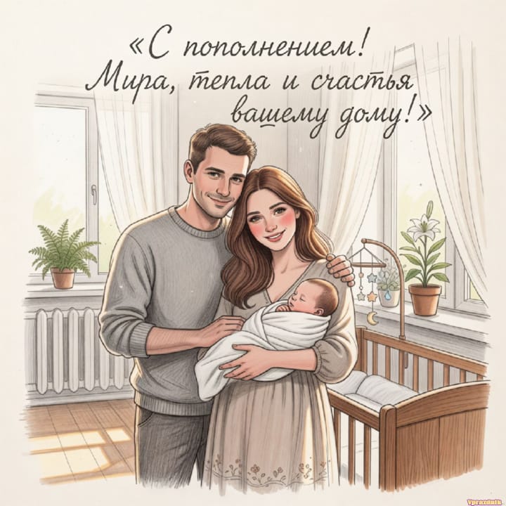 С рождением ребёнка, открытка №55