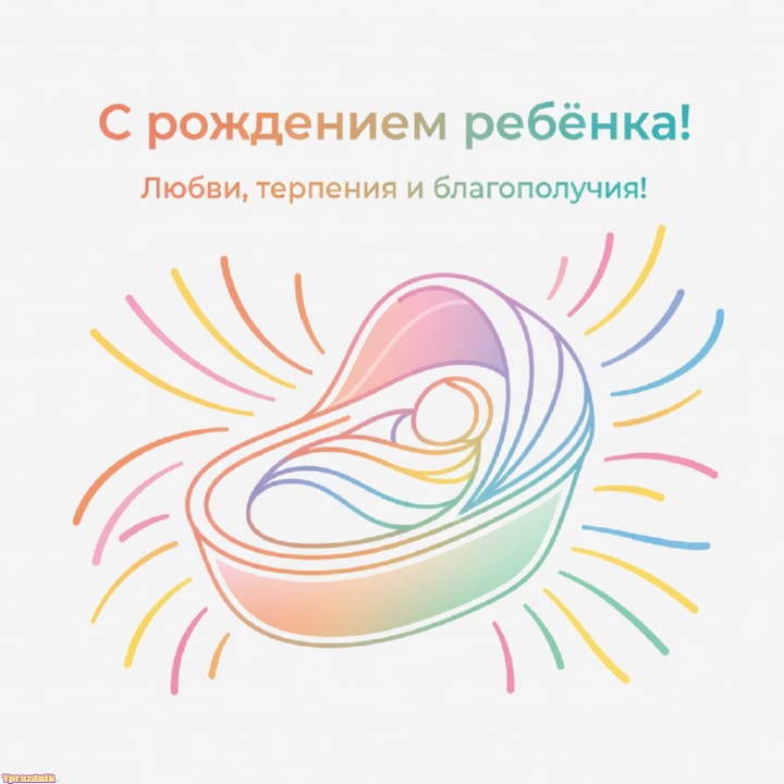 С рождением ребёнка, открытка №57