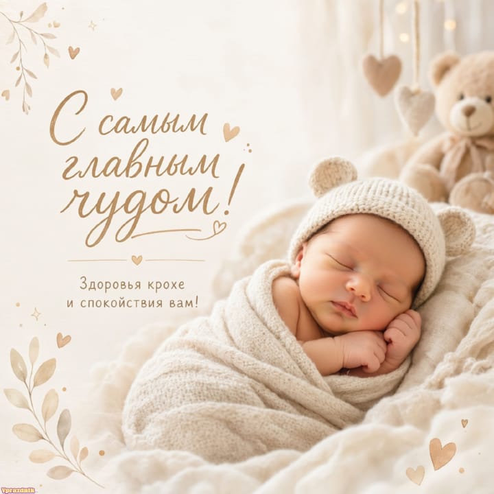 С рождением ребёнка, открытка №60