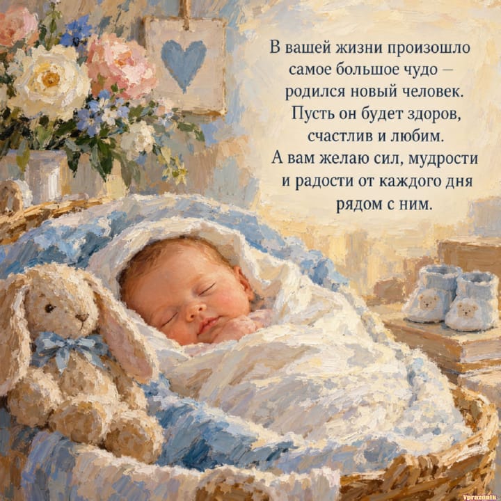 С рождением ребёнка, открытка №61