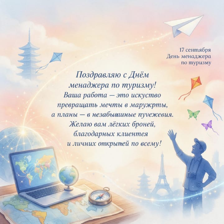 красивая открытка №12 с днем тур-менеджера (менеджера по туризму)