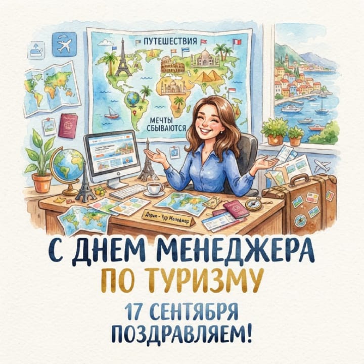 красивая открытка №18 с днем тур-менеджера (менеджера по туризму)
