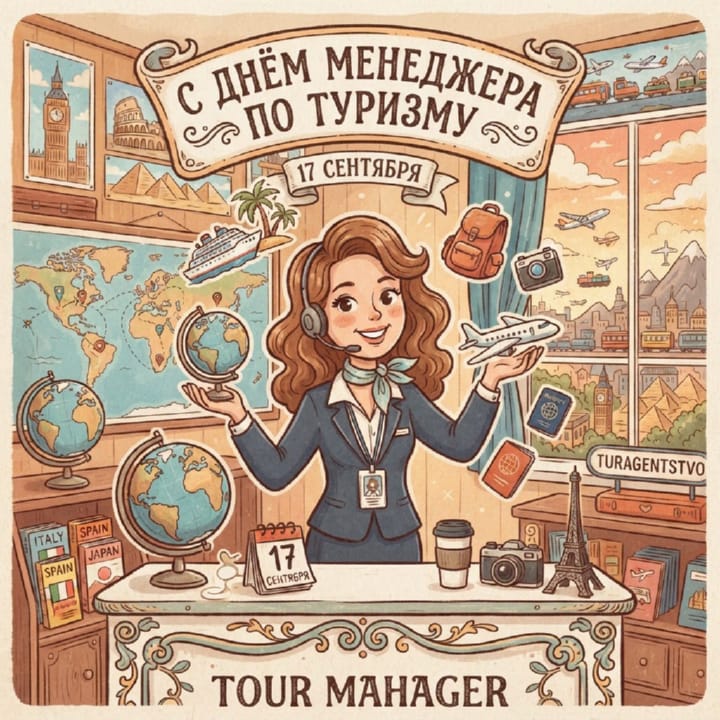 красивая открытка №20 с днем тур-менеджера (менеджера по туризму)