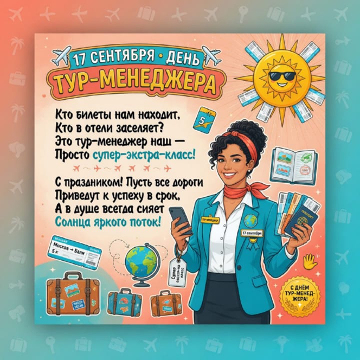 красивая открытка №31 с днем тур-менеджера (менеджера по туризму)
