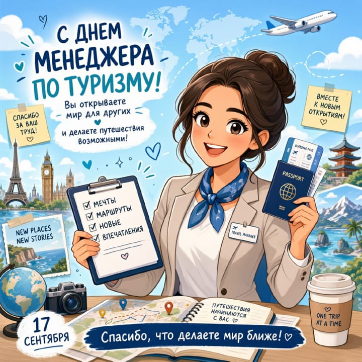 красивая открытка №34 с днем тур-менеджера (менеджера по туризму)