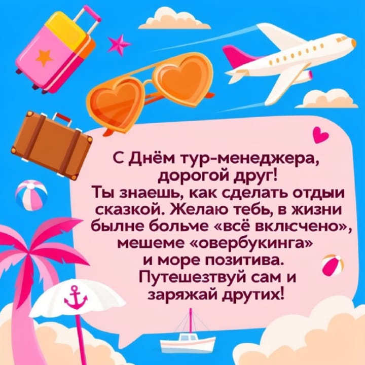 красивая открытка №39 с днем тур-менеджера (менеджера по туризму)