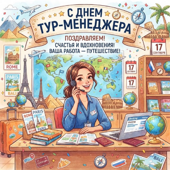 красивая открытка №45 с днем тур-менеджера (менеджера по туризму)
