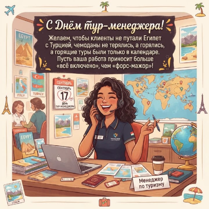 красивая открытка №48 с днем тур-менеджера (менеджера по туризму)