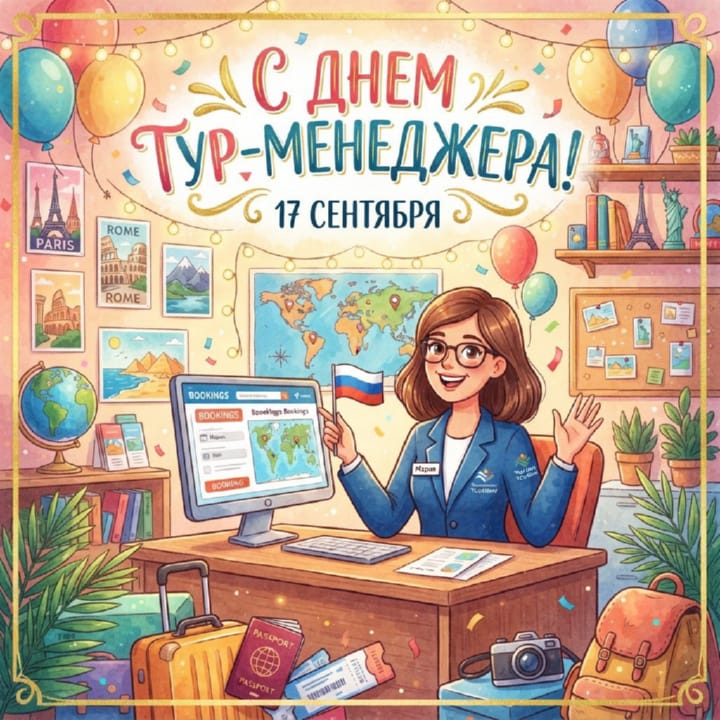 красивая открытка №50 с днем тур-менеджера (менеджера по туризму)